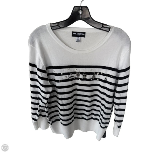 Sweater Designer By Karl Lagerfeld In Black & White, Size: L