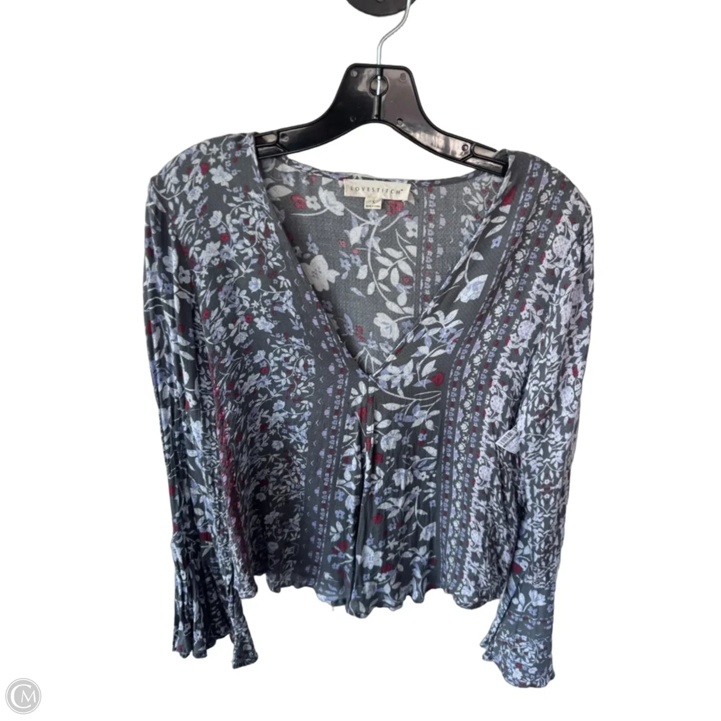 Top Long Sleeve By Lovestitch In Grey & Purple, Size: S