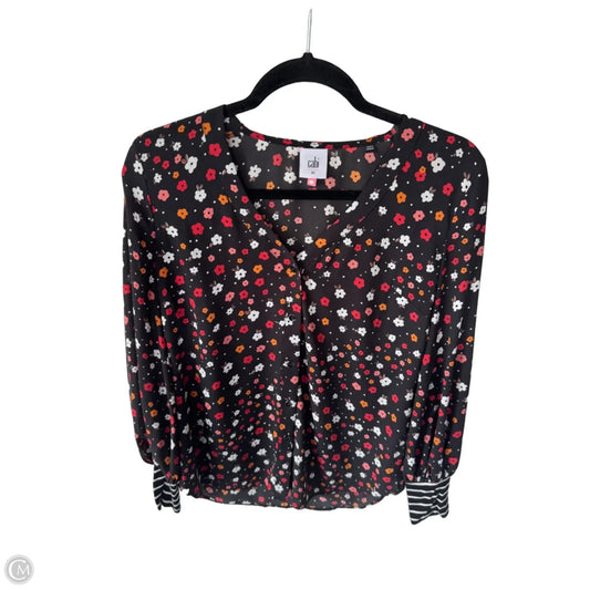 Blouse Long Sleeve By Cabi In Black & White, Size: Xs