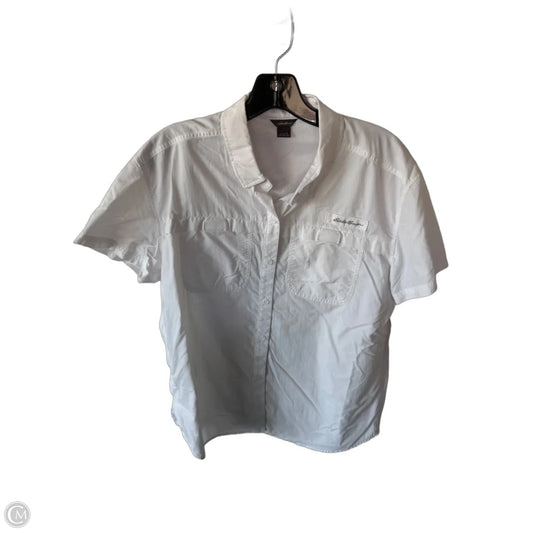 Top Short Sleeve By Eddie Bauer In White, Size: L