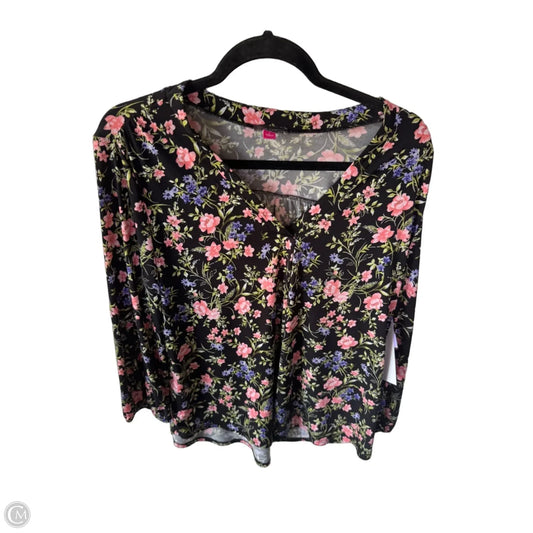 Blouse Long Sleeve By Vince Camuto In Black & Pink, Size: L
