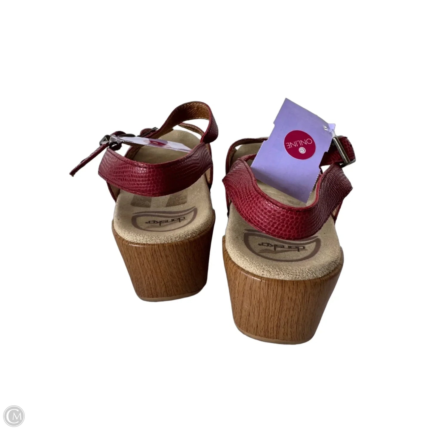 Sandals Heels Block By Dansko In Red & Tan, Size: 7.5