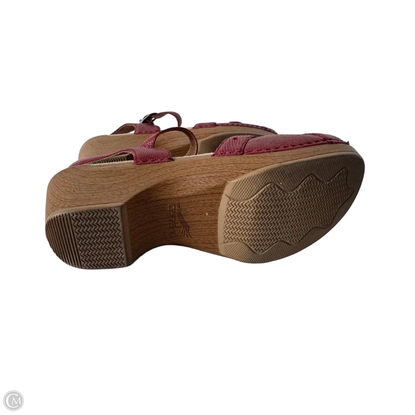 Sandals Heels Block By Dansko In Red & Tan, Size: 7.5