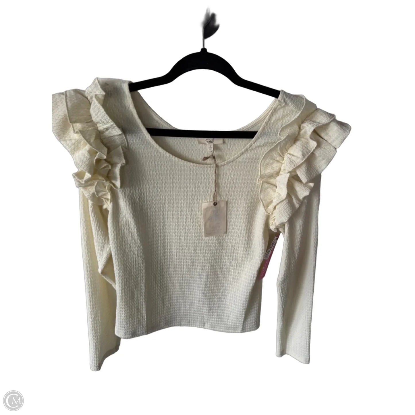 Top Long Sleeve By Easel In Cream, Size: M