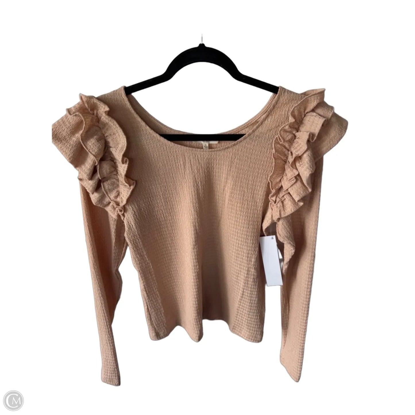 Top Long Sleeve By Easel In Tan, Size: M