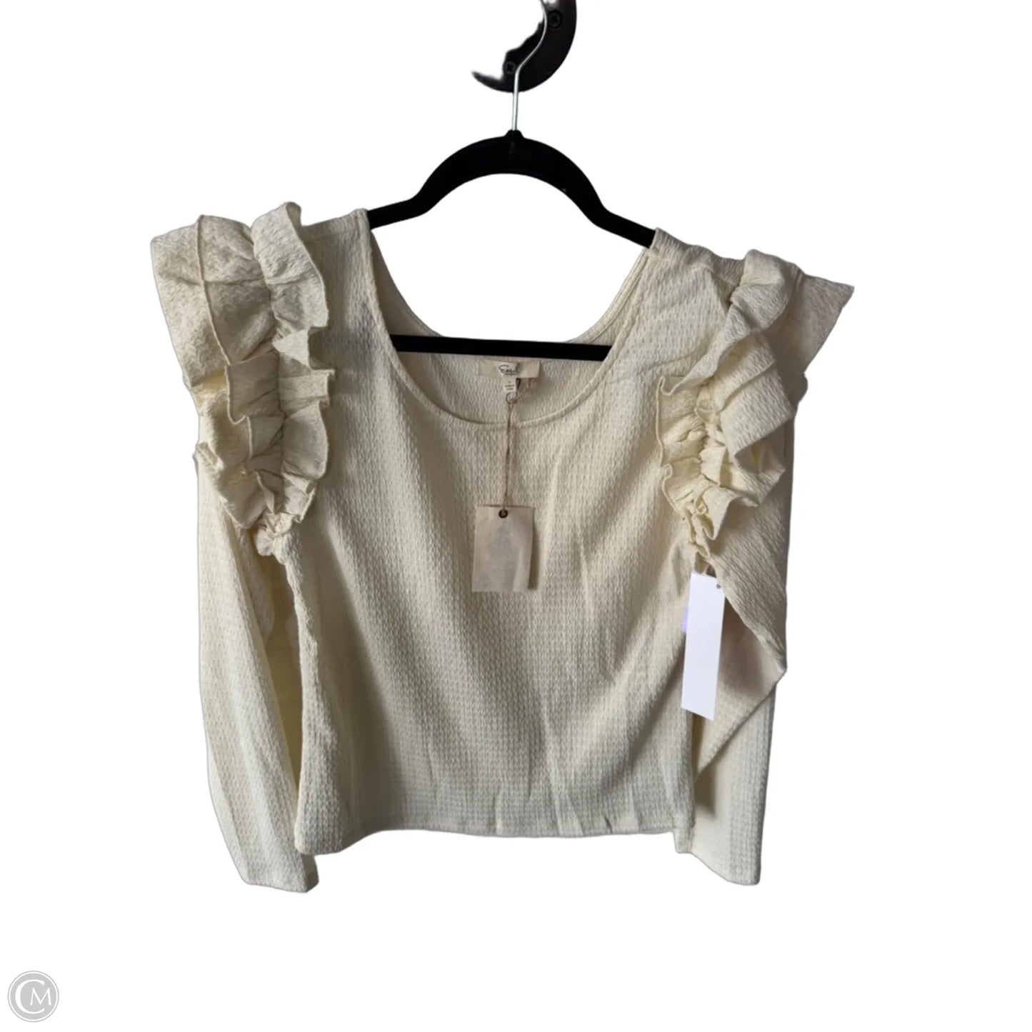 Top Long Sleeve By Easel In Cream, Size: L