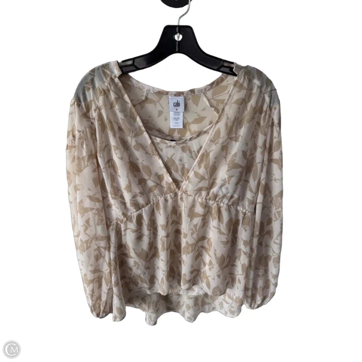 Blouse Long Sleeve By Cabi In Cream & Tan, Size: M