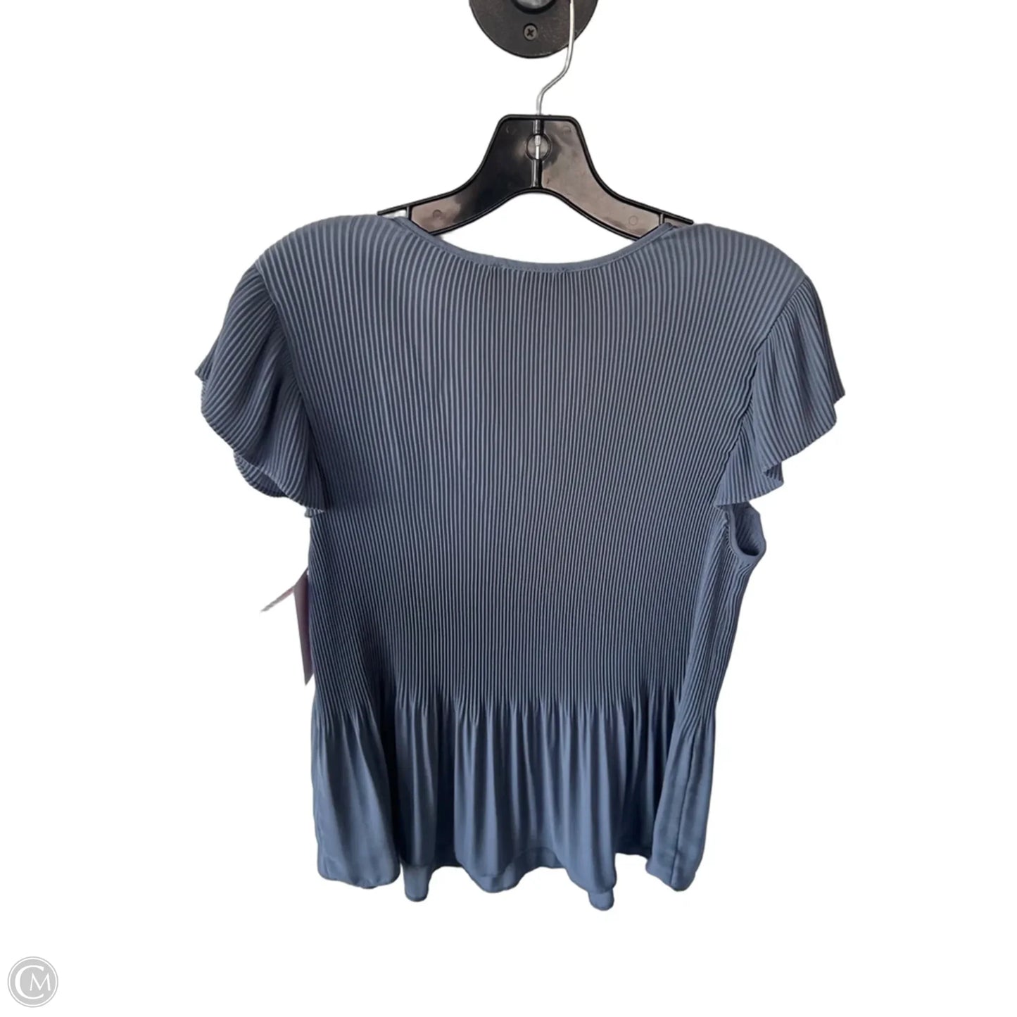 Blouse Short Sleeve By Adrianna Papell In Blue, Size: L