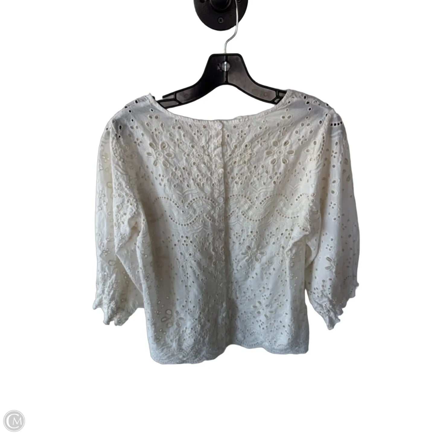 Blouse 3/4 Sleeve  By Solitaire In Cream, Size: L