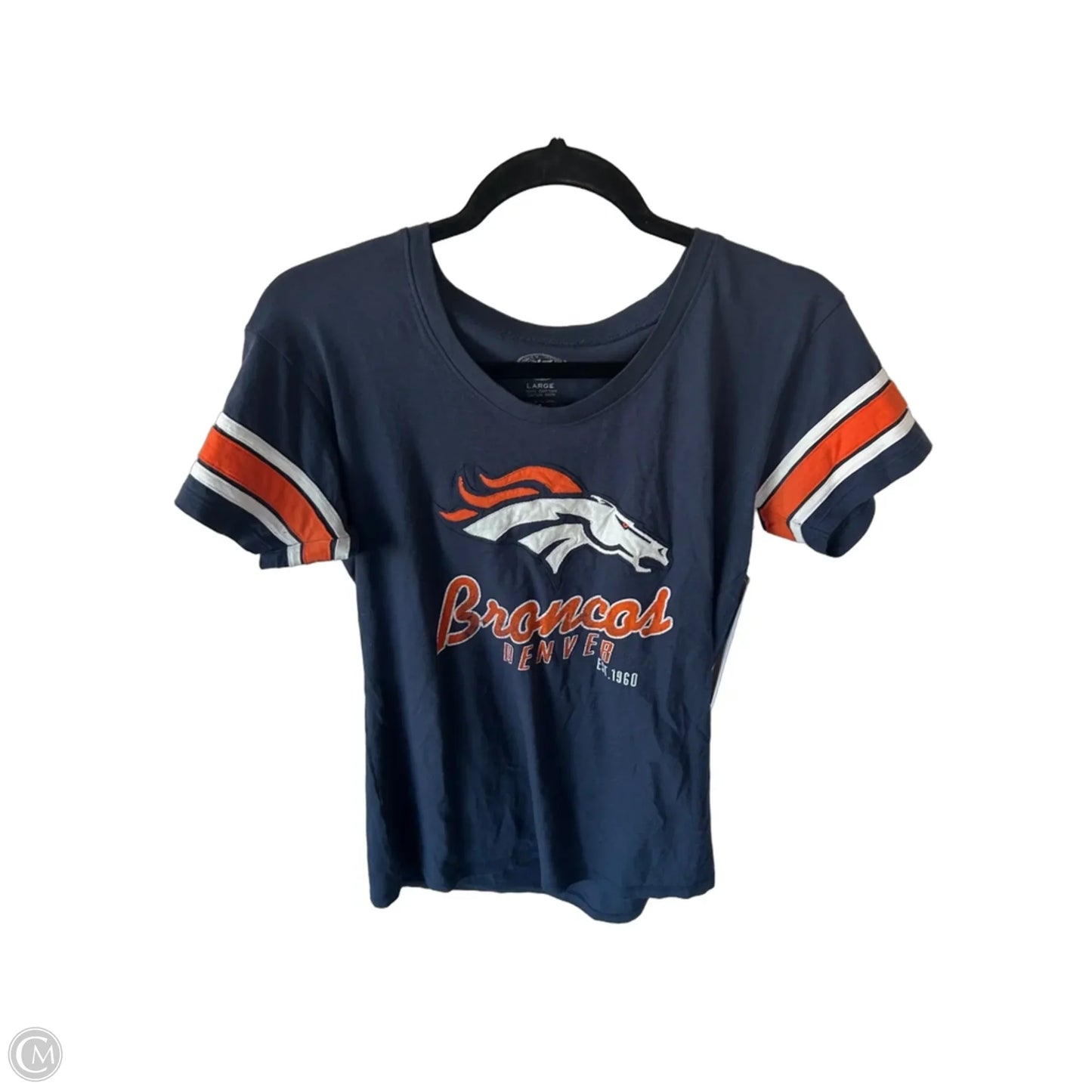 Top Short Sleeve By Nfl In Blue & Orange, Size: L