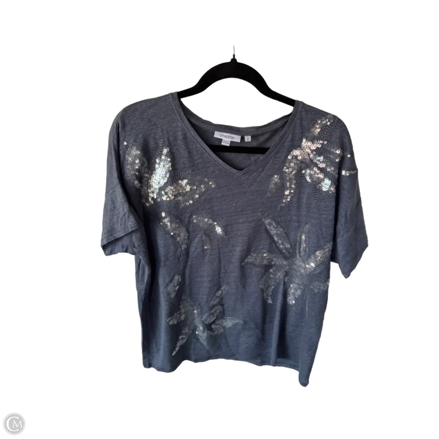 Top Short Sleeve By Chicos In Blue, Size: M
