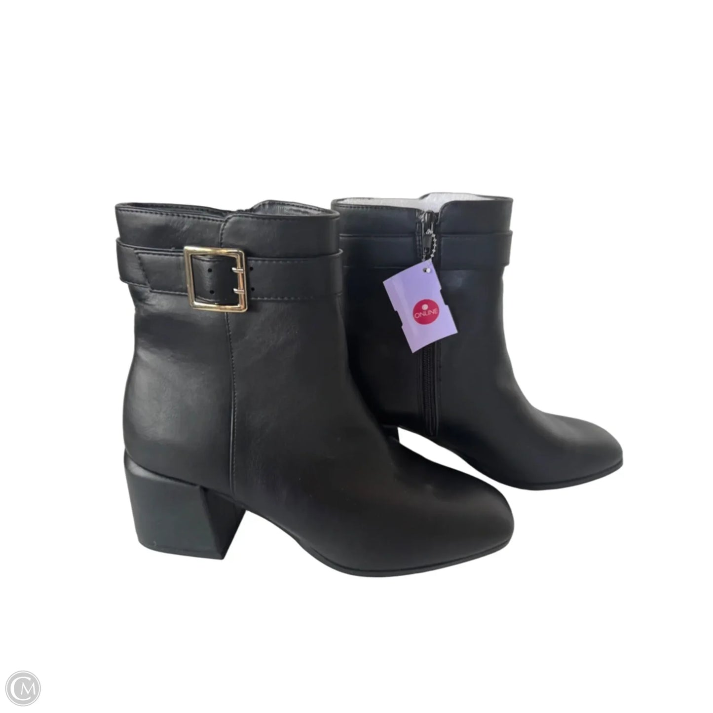 Boots Ankle Heels By Madden Girl In Black & Gold, Size: 9.5