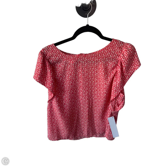 Blouse Short Sleeve By Banana Republic In Orange & White, Size: M