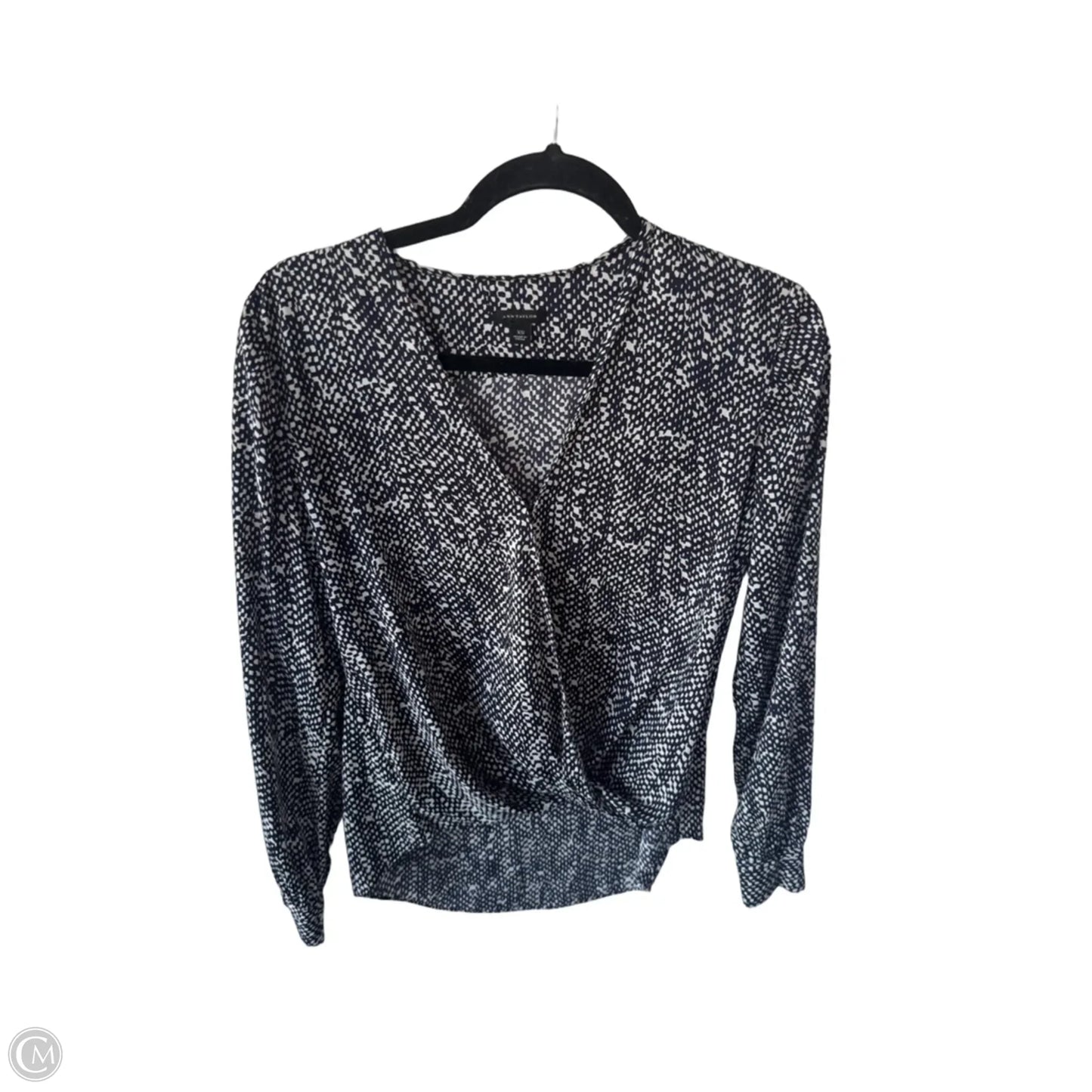 Blouse Long Sleeve By Ann Taylor In Blue & White, Size: Xs