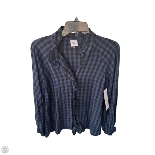 Blouse Long Sleeve By Cabi In Black & Blue, Size: Xs