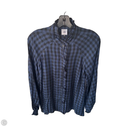 Blouse Long Sleeve By Cabi In Black & Blue, Size: S