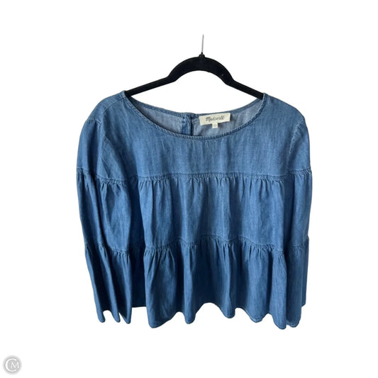 Blouse Long Sleeve By Madewell In Blue Denim, Size: Xl