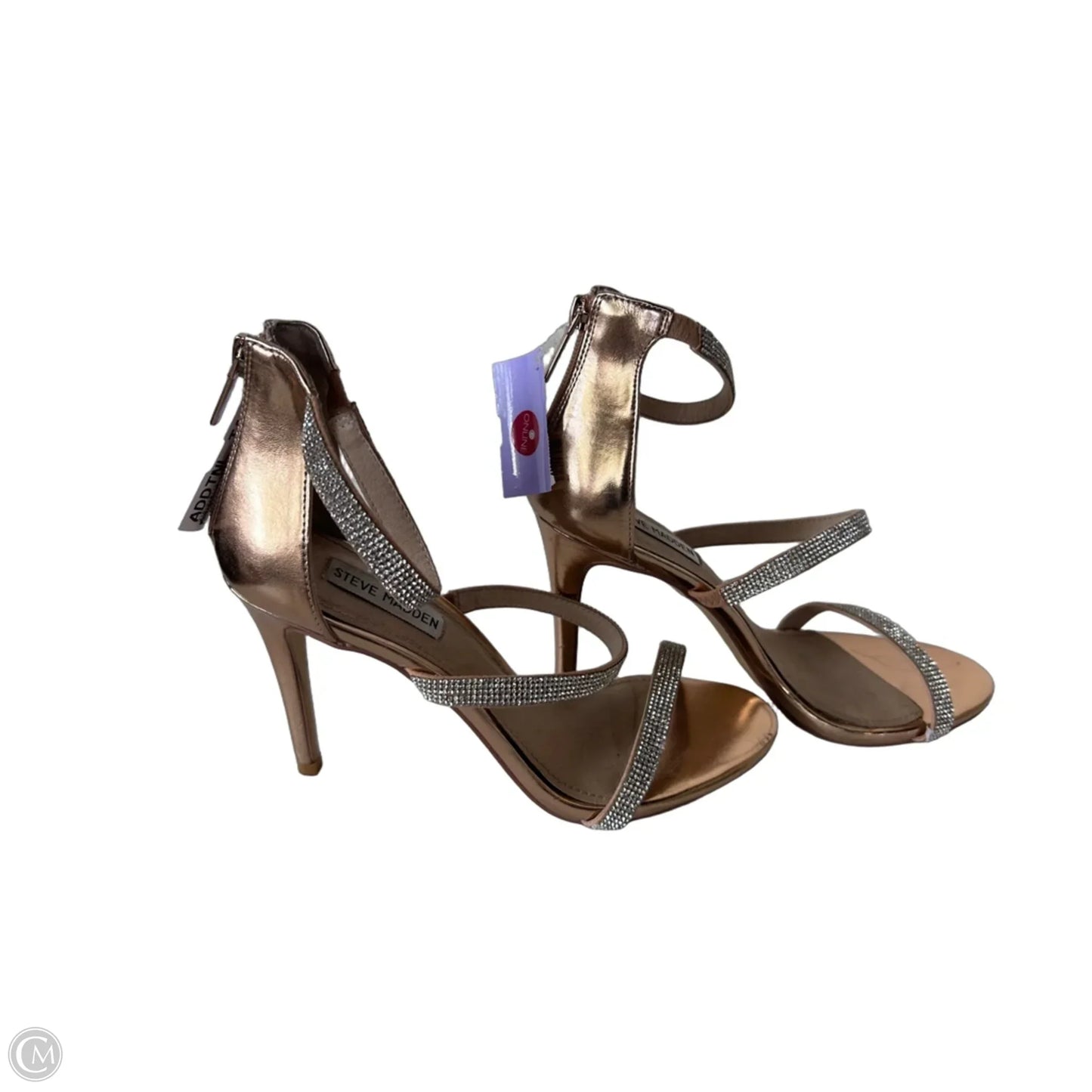 Sandals Heels Stiletto By Steve Madden In Gold, Size: 9