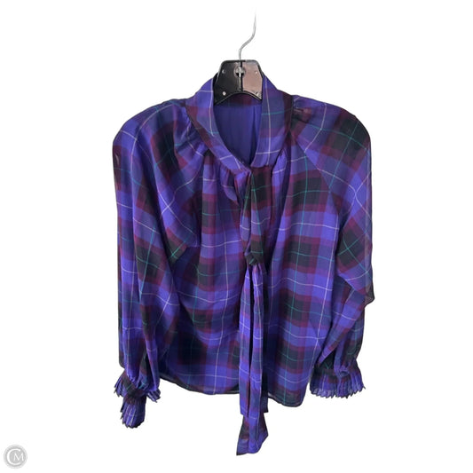 Blouse Long Sleeve By Ann Taylor In Purple & Red, Size: M