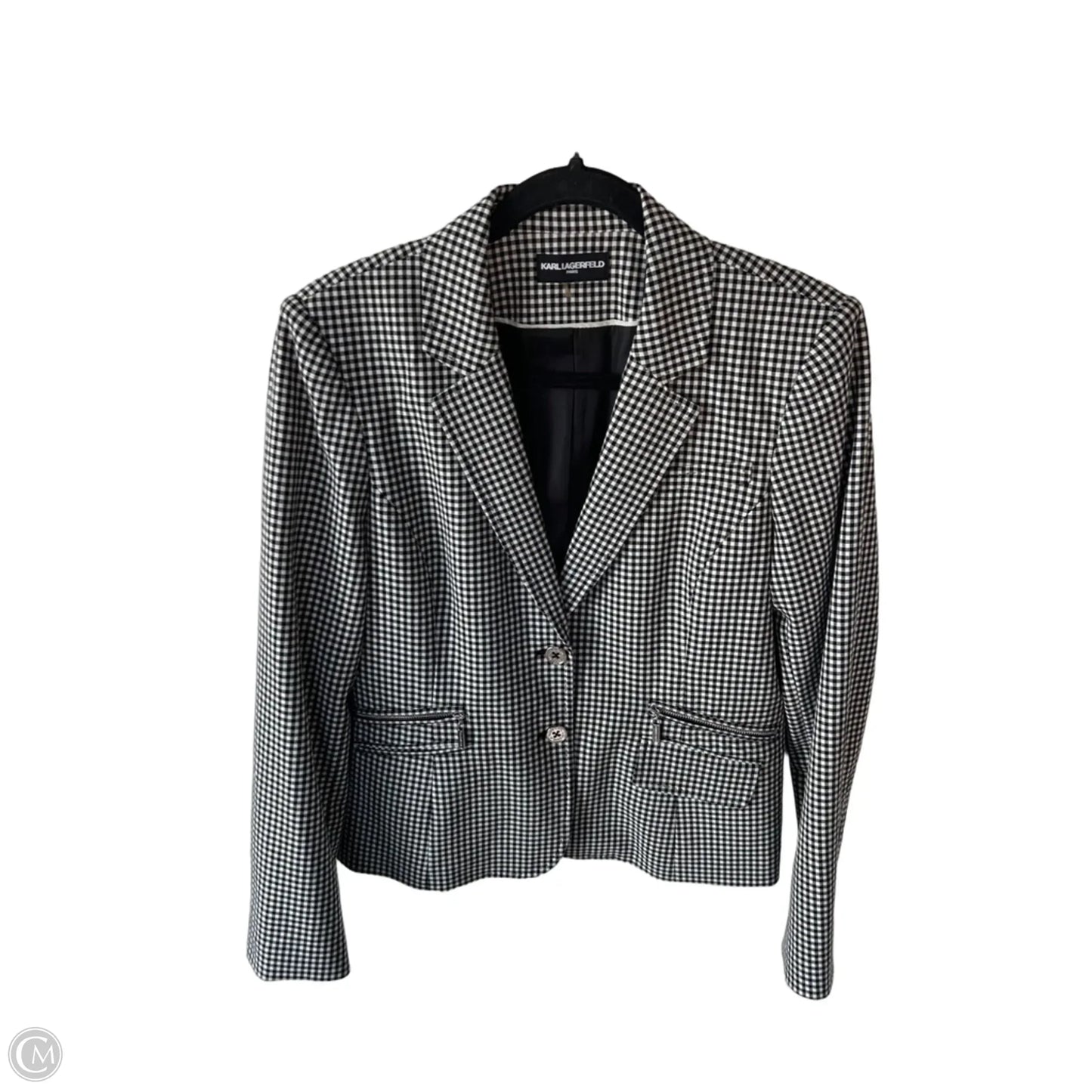 Blouse Designer By Karl Lagerfeld In Black & White, Size: S