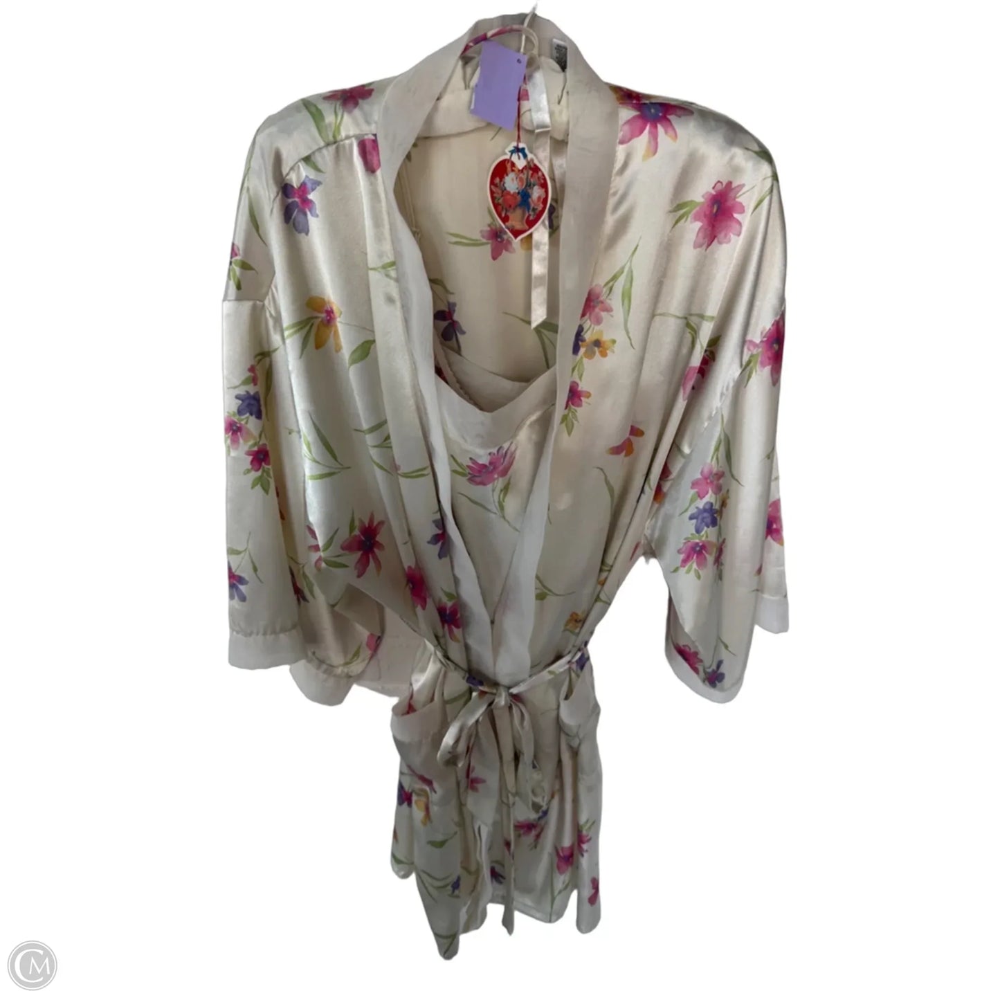 Pajamas 2pc By Valerie Stevens In Cream & Pink, Size: L