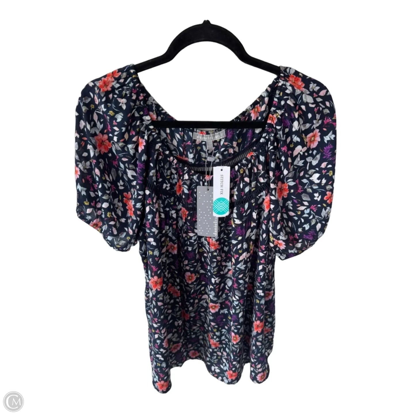 Blouse Short Sleeve By Daniel Rainn In Blue & Orange, Size: 2x