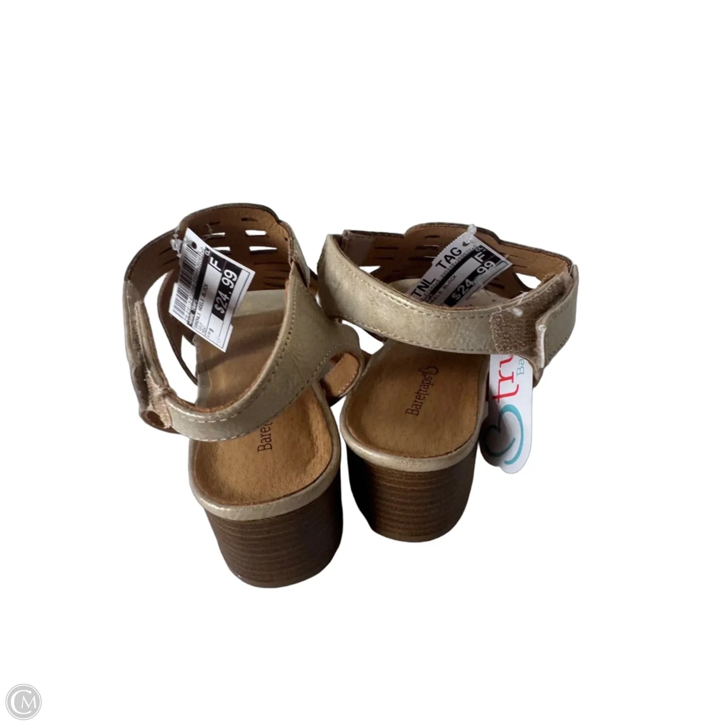 Sandals Heels Block By Bare Traps In Gold, Size: 9