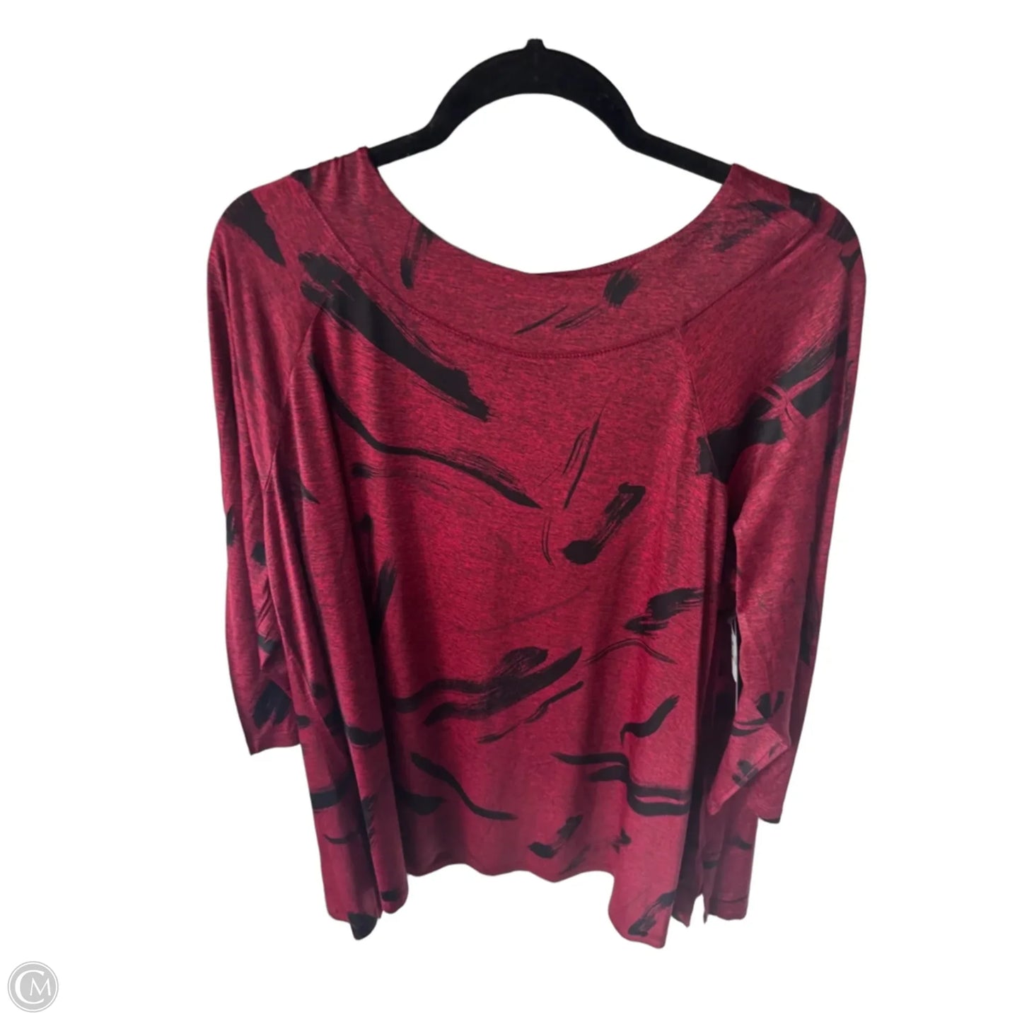 Tunic Long Sleeve By Jess And Jane In Black & Red, Size: 1x