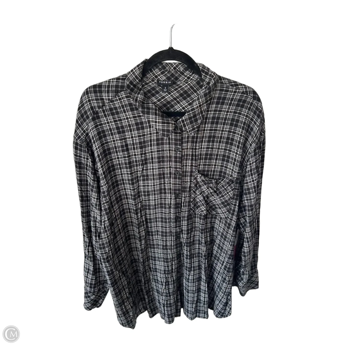 Blouse Long Sleeve By Torrid In Black & White, Size: 3x
