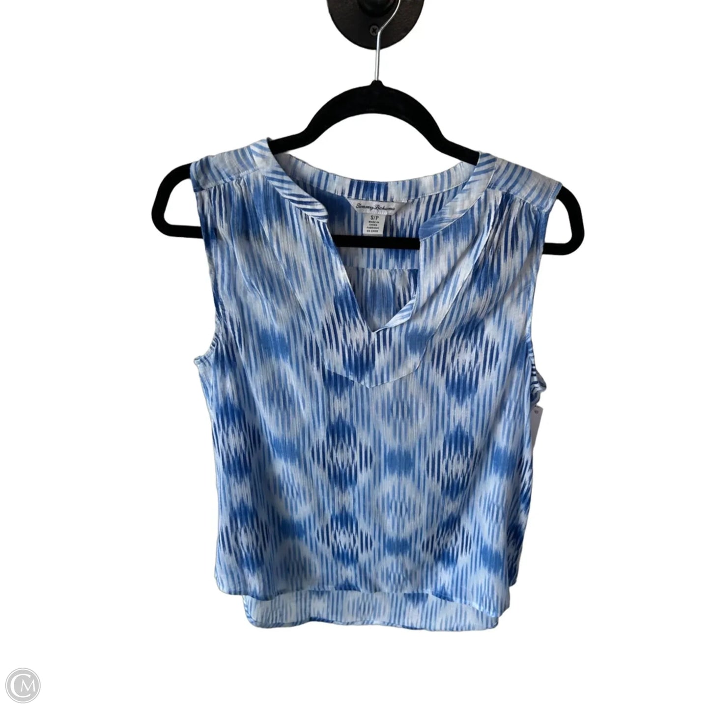Blouse Sleeveless By Tommy Bahama In Blue & White, Size: S