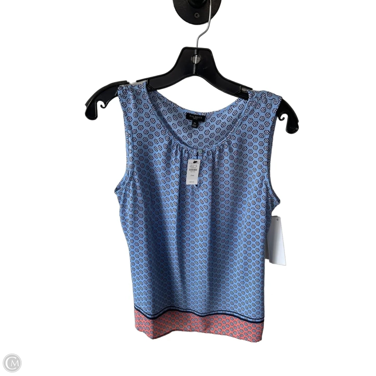 Blouse Sleeveless By Talbots In Blue & White, Size: Mp