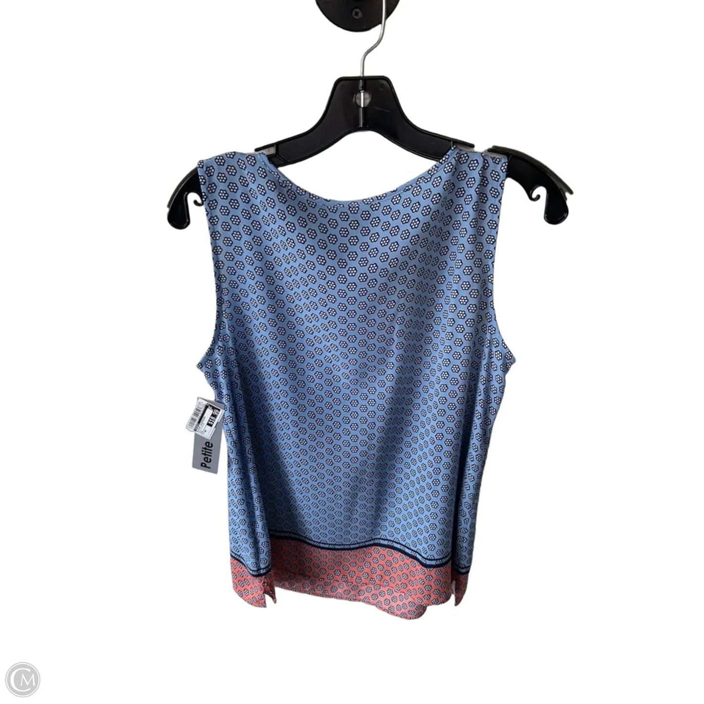 Blouse Sleeveless By Talbots In Blue & White, Size: Mp