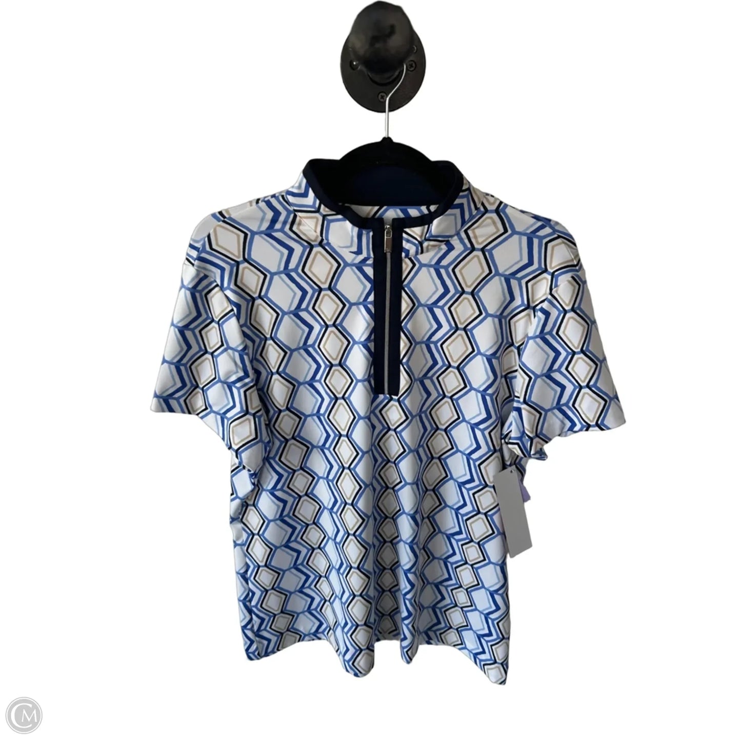 Athletic Top Short Sleeve By Tail In Blue & Tan, Size: L