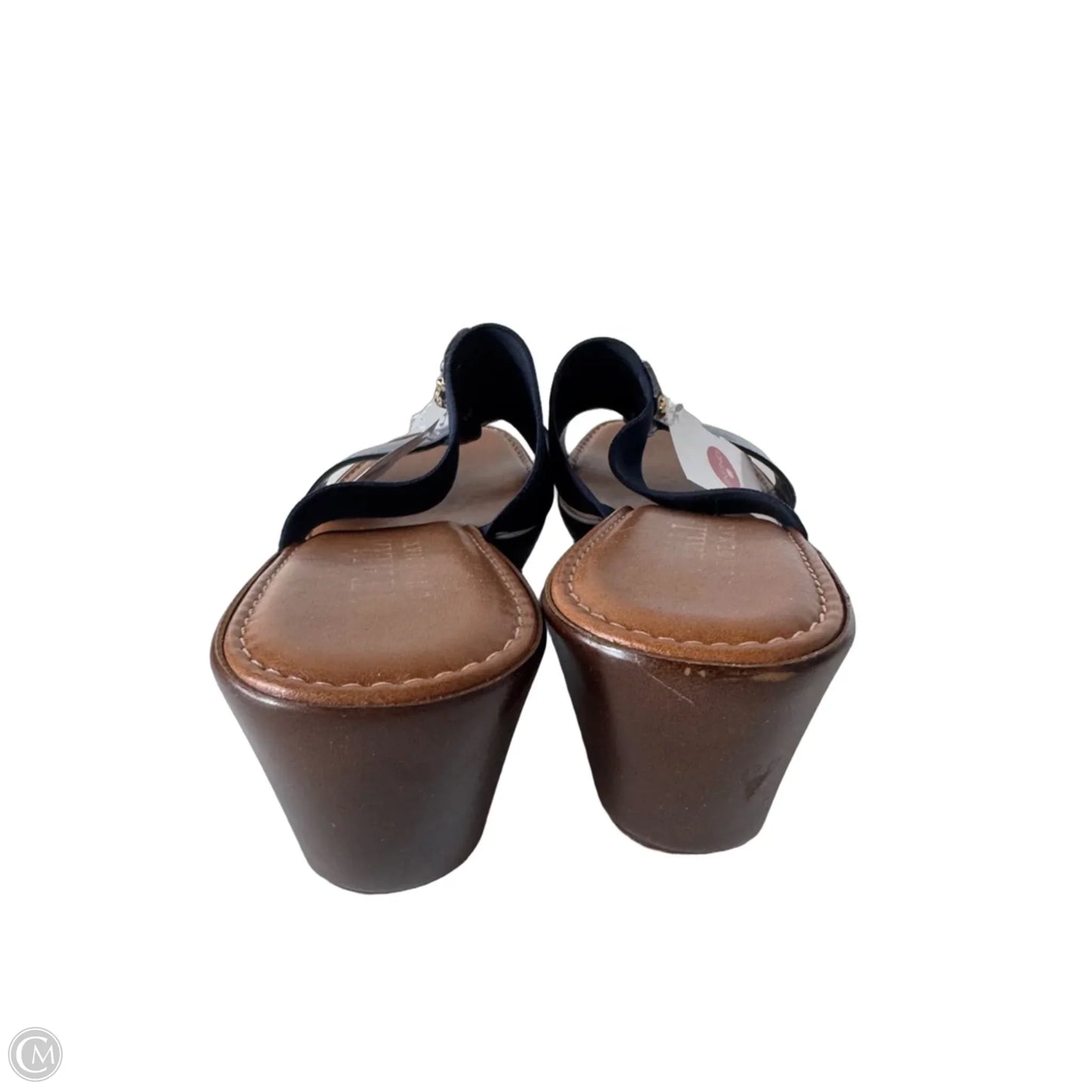 Sandals Heels Wedge By Italian Shoemakers In Navy, Size: 9