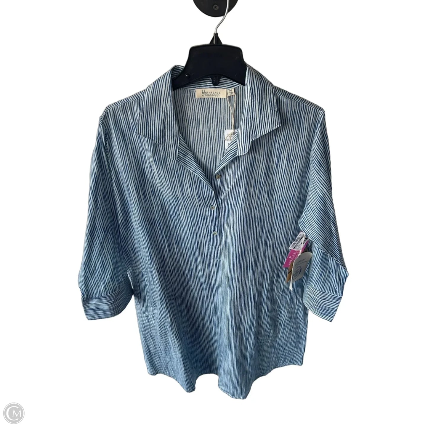 Swimwear Cover-up By Clothes Mentor In Blue & White, Size: M