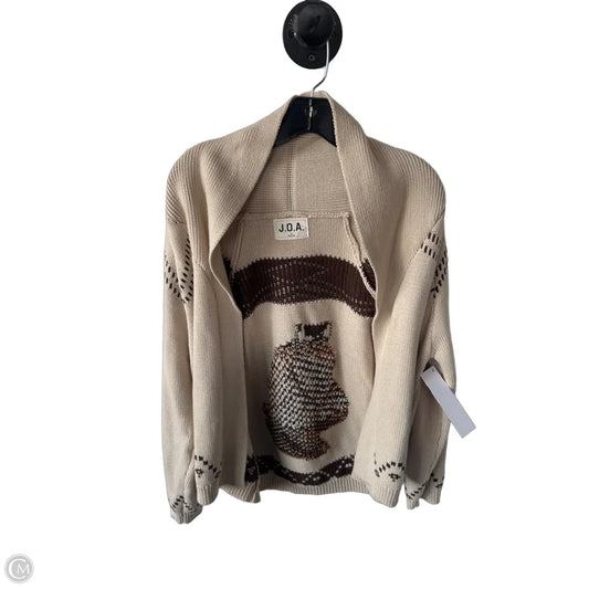Sweater Cardigan By Joa In Brown & Tan, Size: L