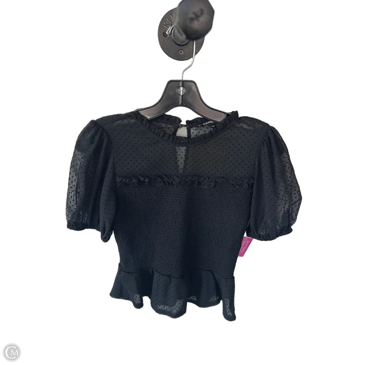 Blouse Short Sleeve By Express In Black, Size: Xs