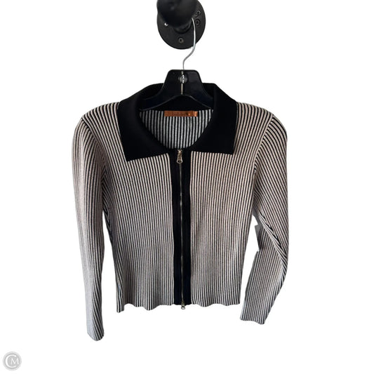 Sweater Cardigan By Belldini In Black & Tan, Size: S
