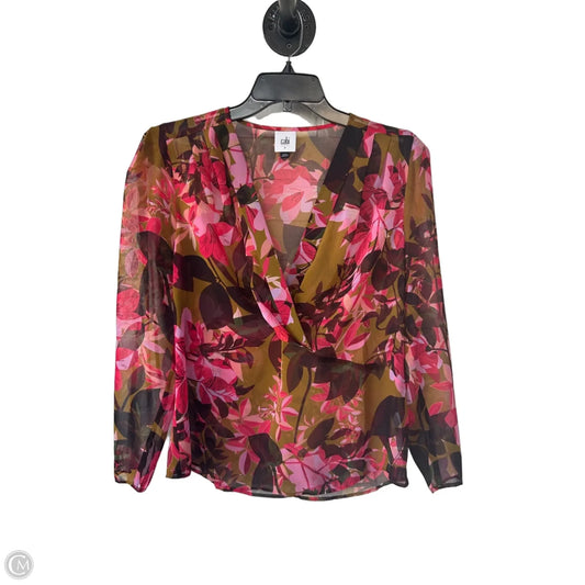 Blouse Long Sleeve By Cabi In Green & Pink, Size: S