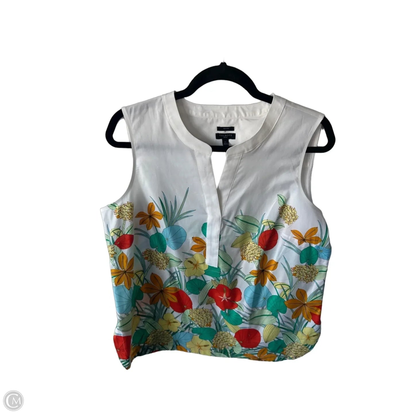 Blouse Sleeveless By Talbots In Orange & White, Size: Lp
