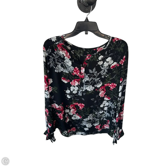 Blouse Long Sleeve By Banana Republic In Black & Red, Size: M