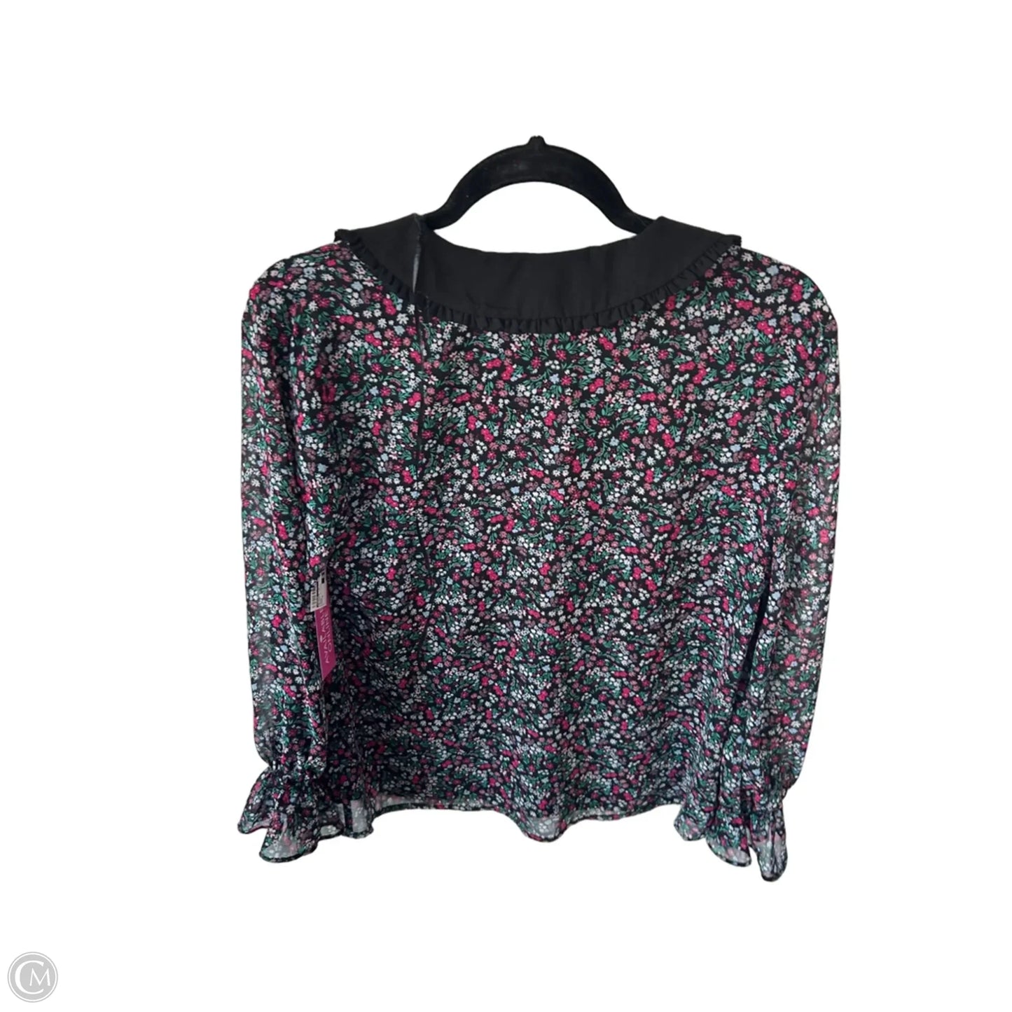 Blouse Long Sleeve By Cece In Black & Pink, Size: S