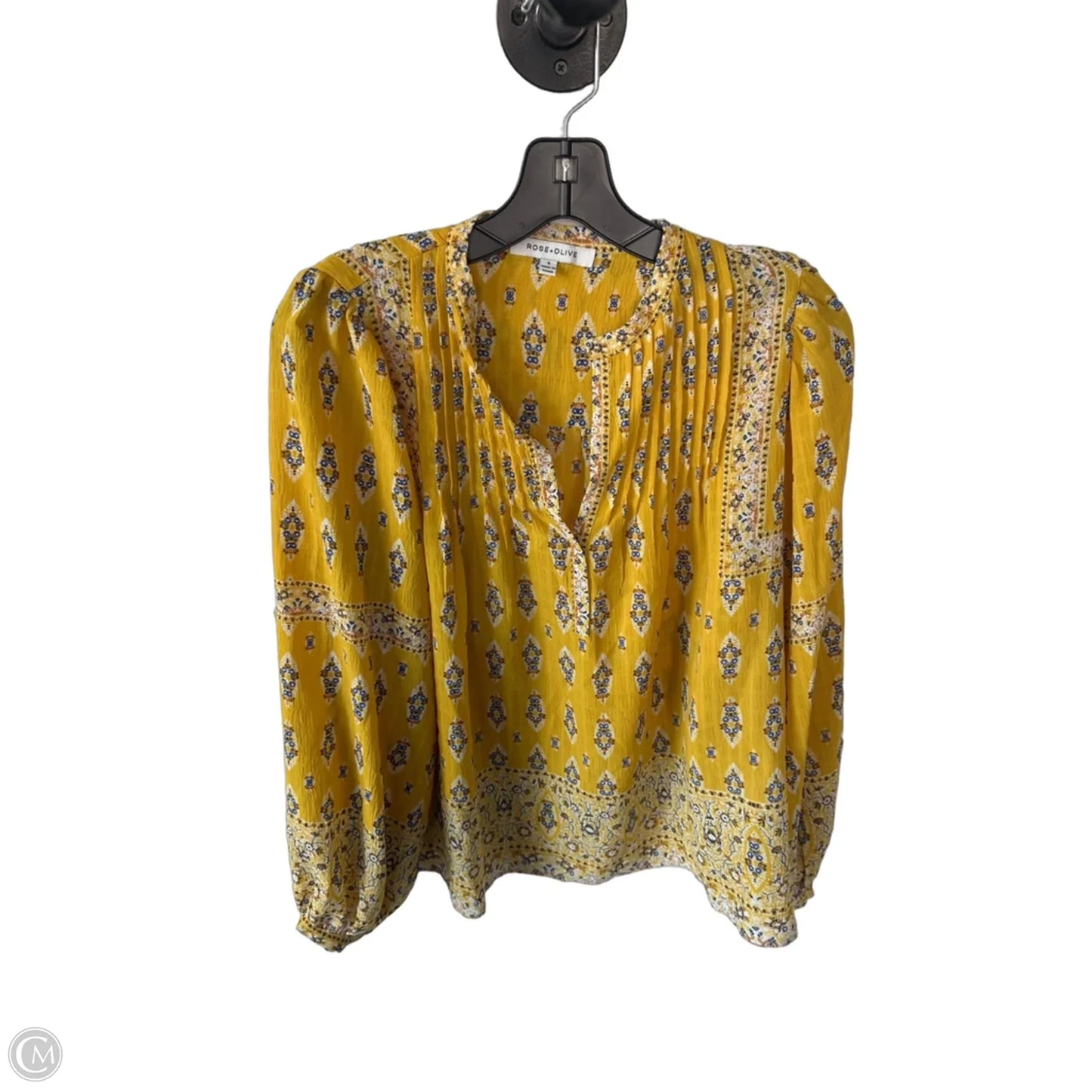 Blouse Long Sleeve By Rose And Olive In Yellow, Size: S