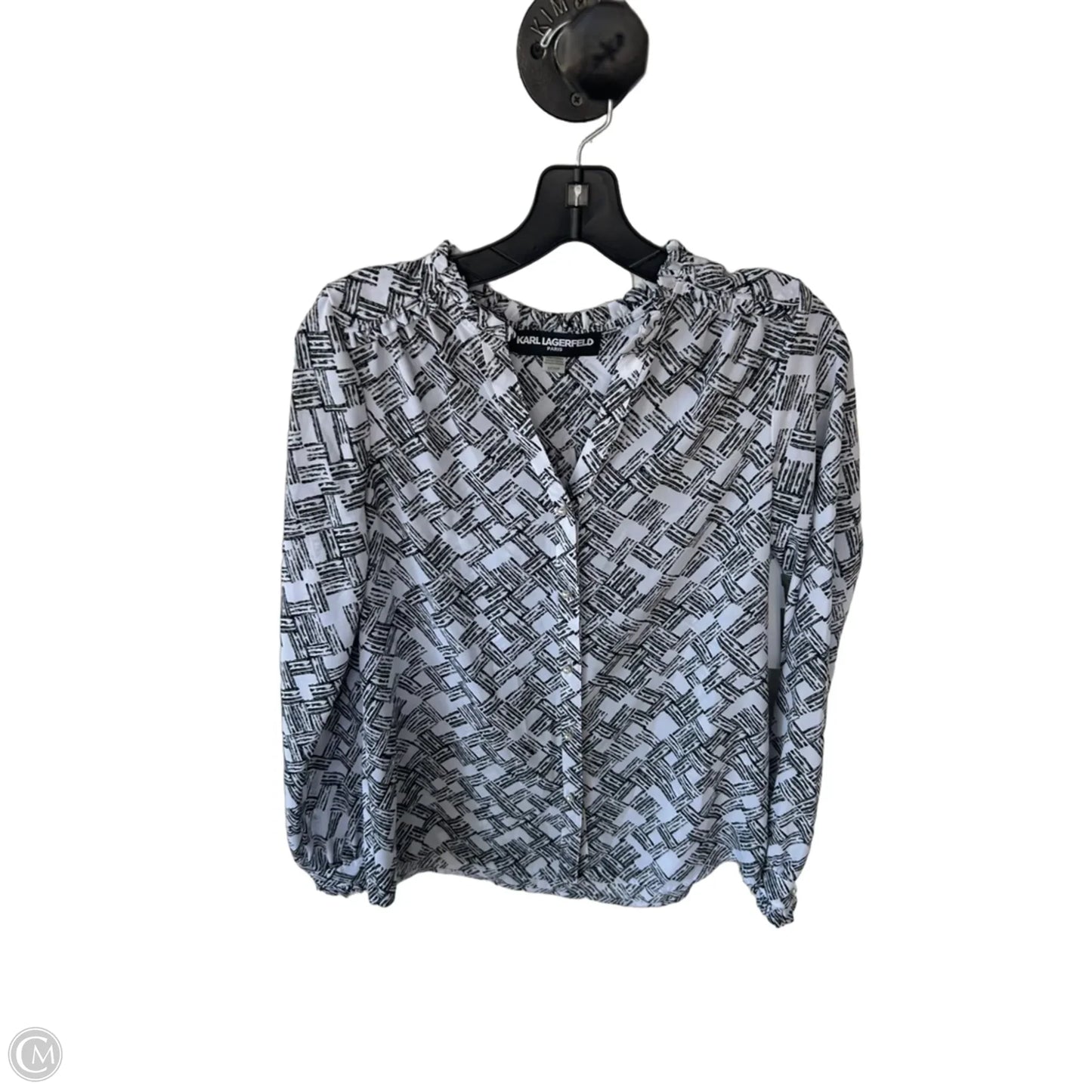 Blouse Designer By Karl Lagerfeld In Black & White, Size: S