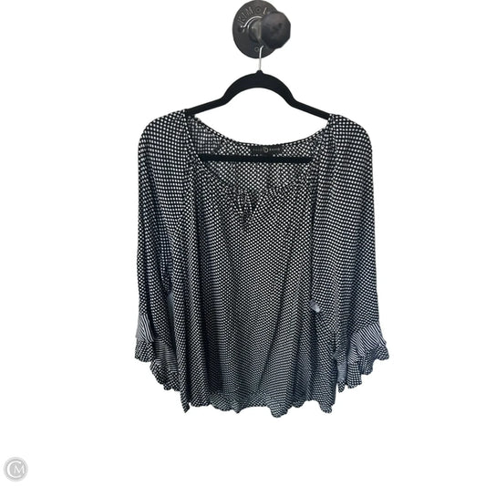 Tunic Long Sleeve By Fred David In Black & White, Size: 2x