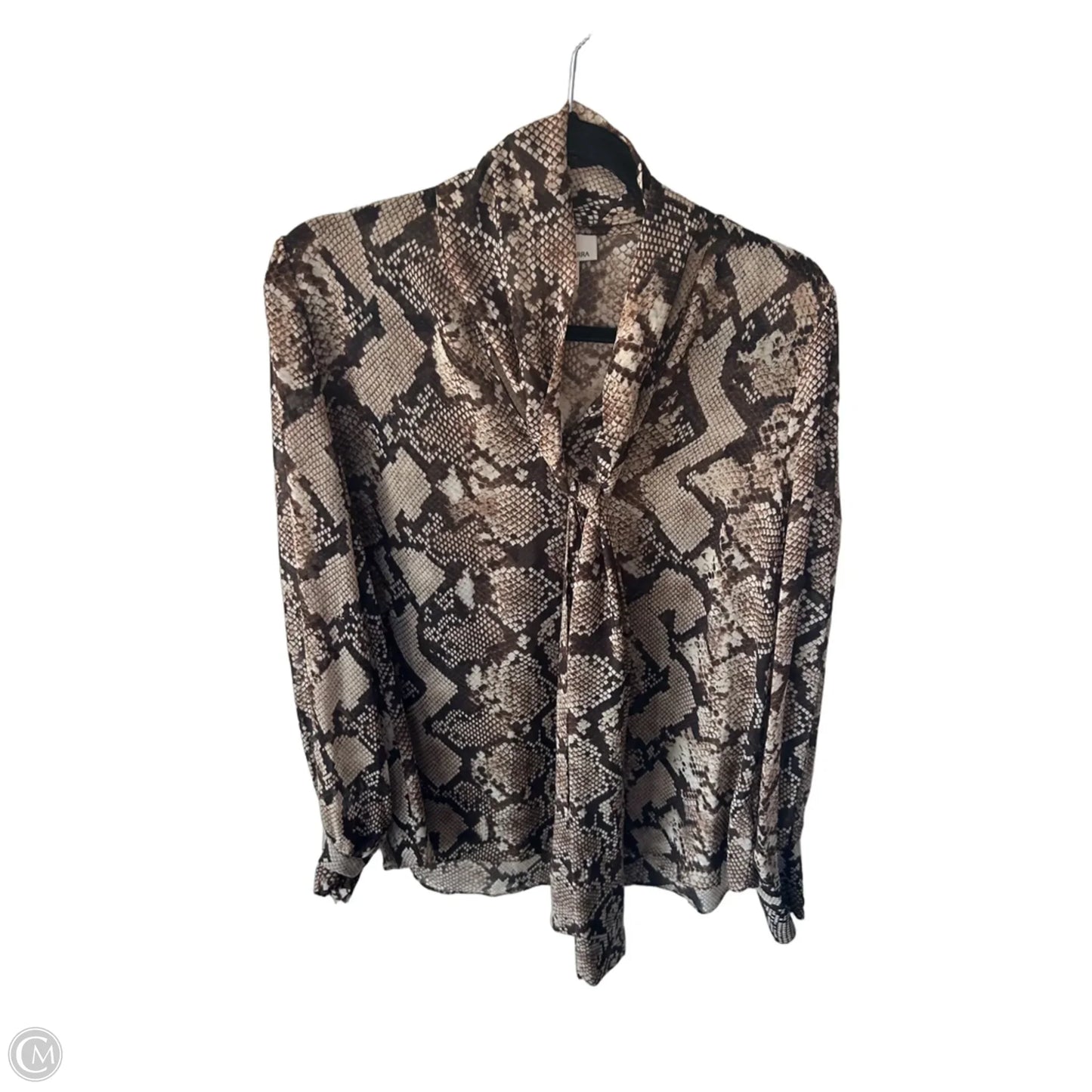 Blouse Long Sleeve By Cmc In Snakeskin Print, Size: Xl