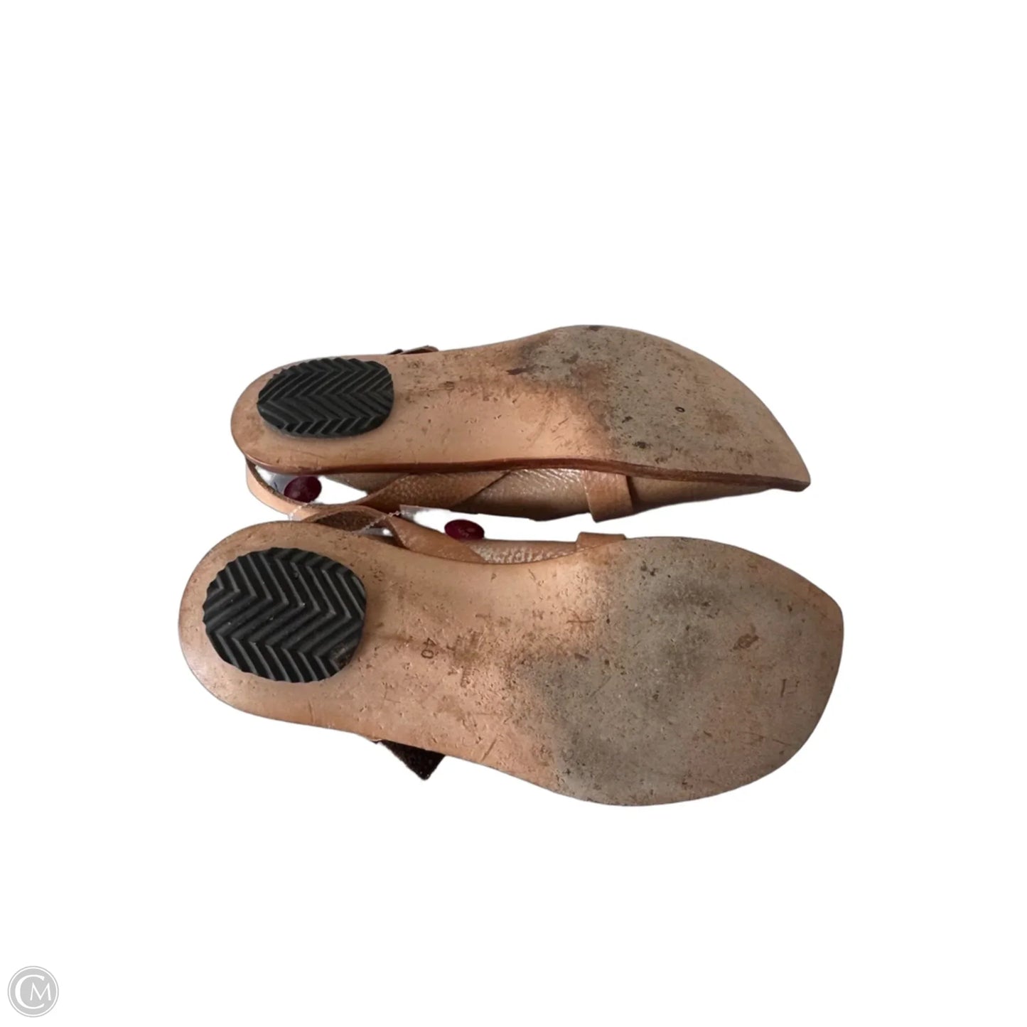 Sandals Flats By Cma In Silver & Tan, Size: 9.5