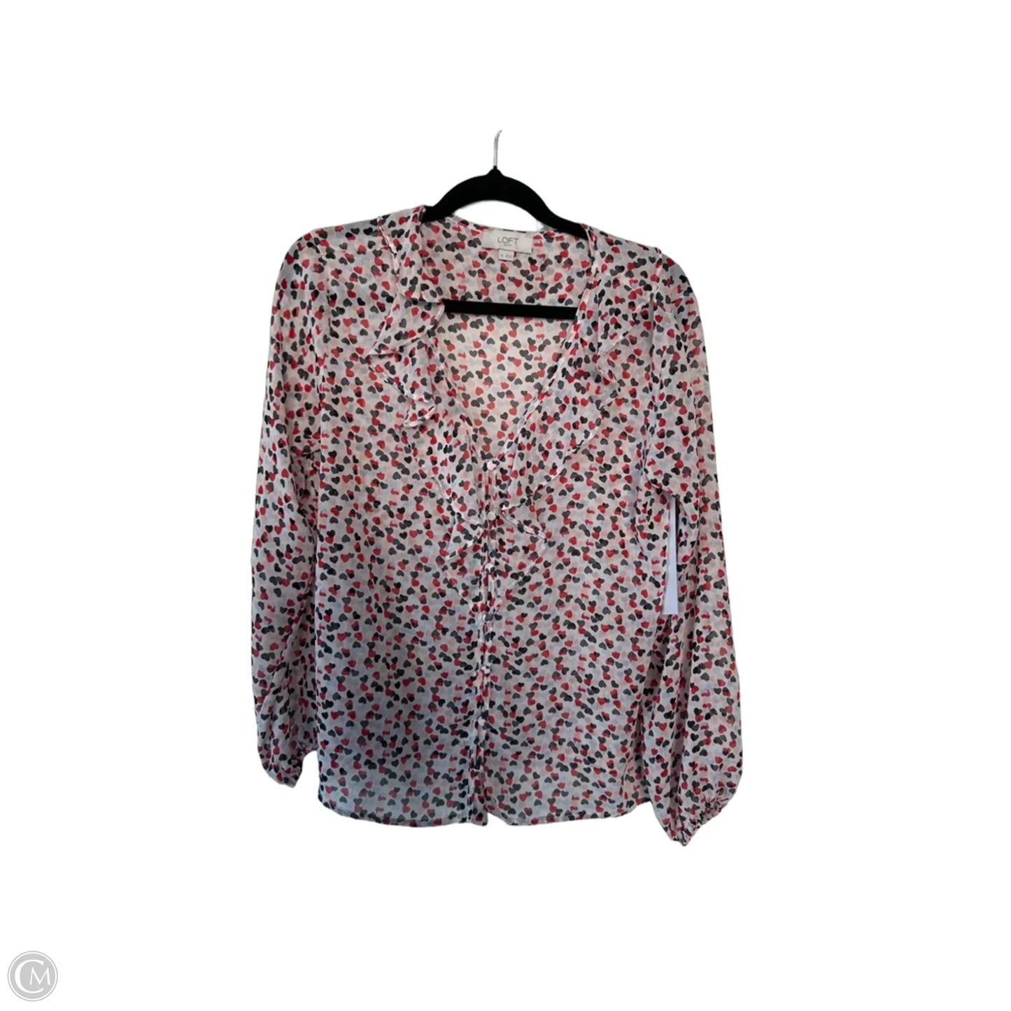 Blouse 3/4 Sleeve By Loft In Red & White, Size: Xs