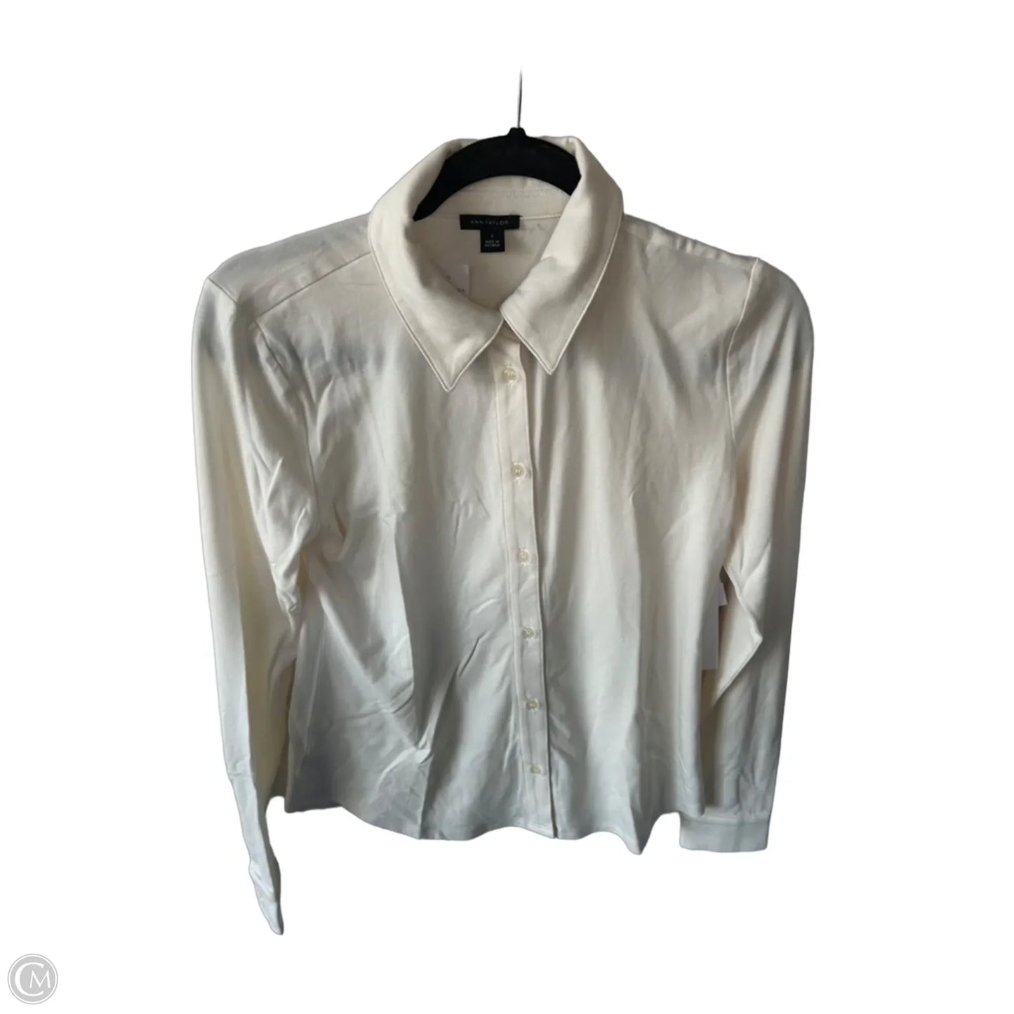 Top Long Sleeve By Ann Taylor In Cream, Size: S