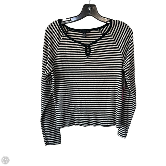 Top Long Sleeve By Banana Republic In Black & Cream, Size: Xl
